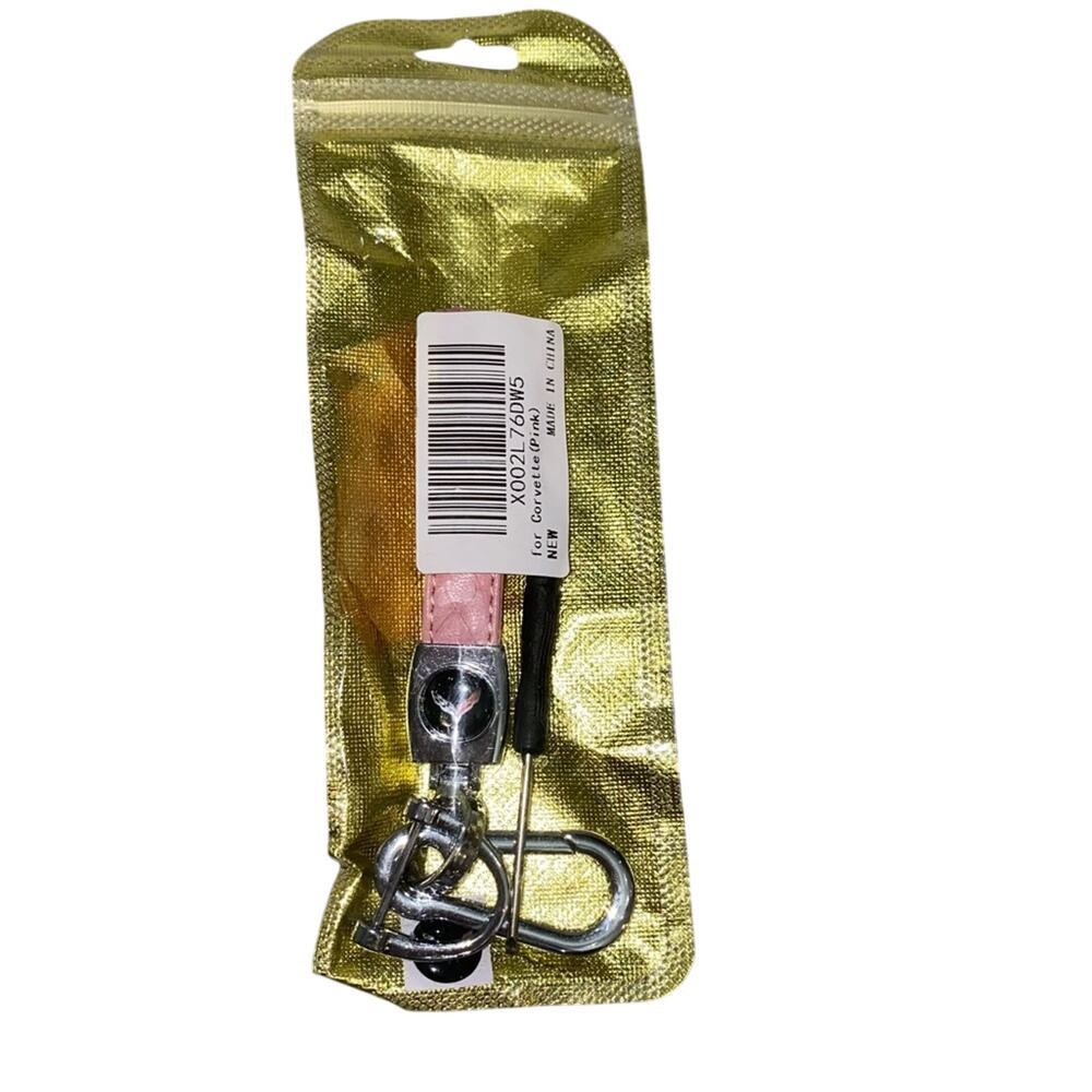 Corvette Wrist Lanyard Keychain Pink Strap Metal Clip Detachable NWT